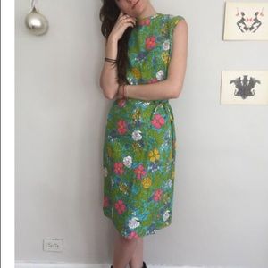 Vintage 60’s Bold Neon Floral Print Shift dress